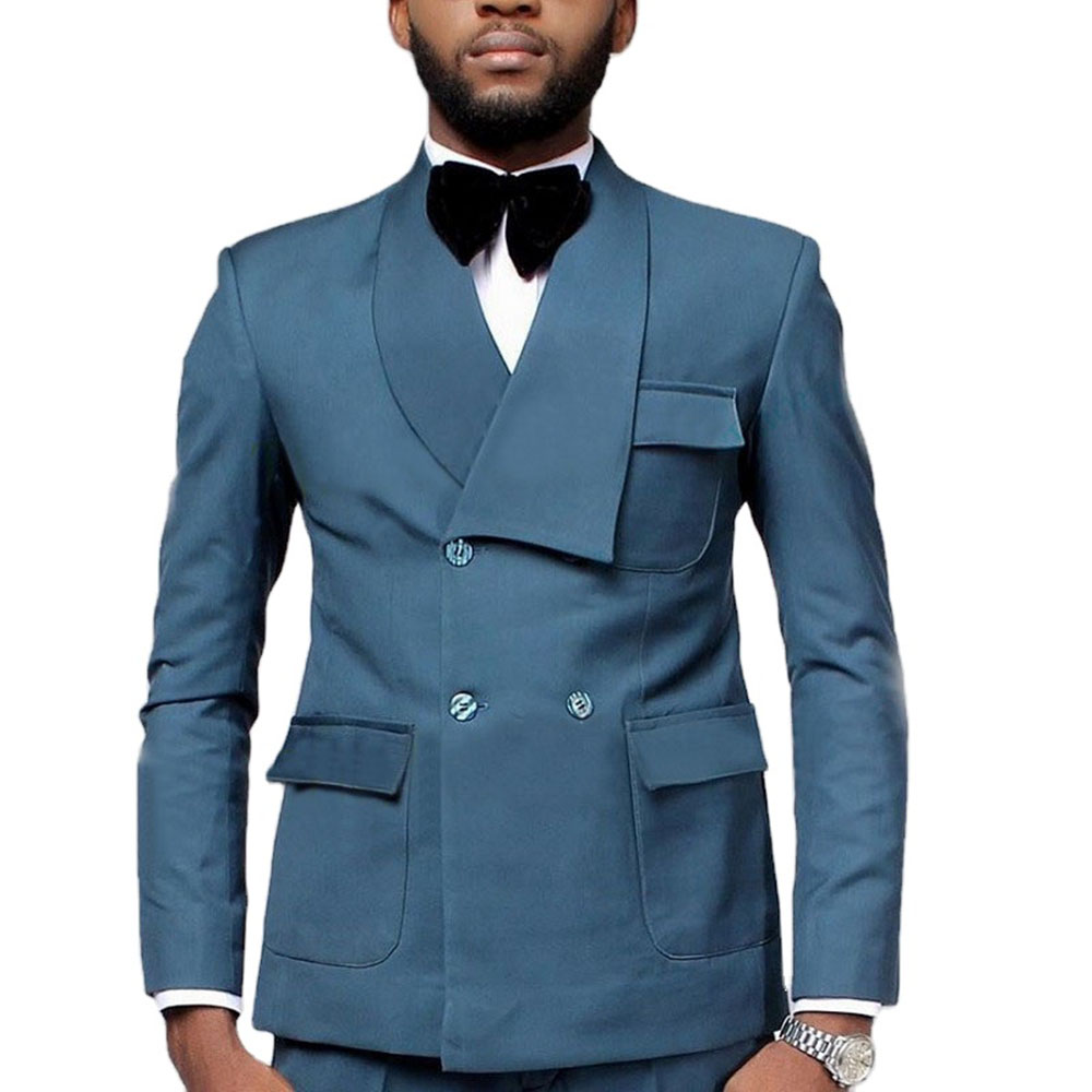 Men Formal Wear Dress - Ultimo design doppiopetto lago blu blazer