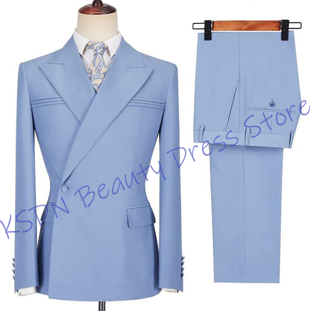 Elegant Formal Men'S Wear - Elegante Completo da Uomo Azzurro Cielo,