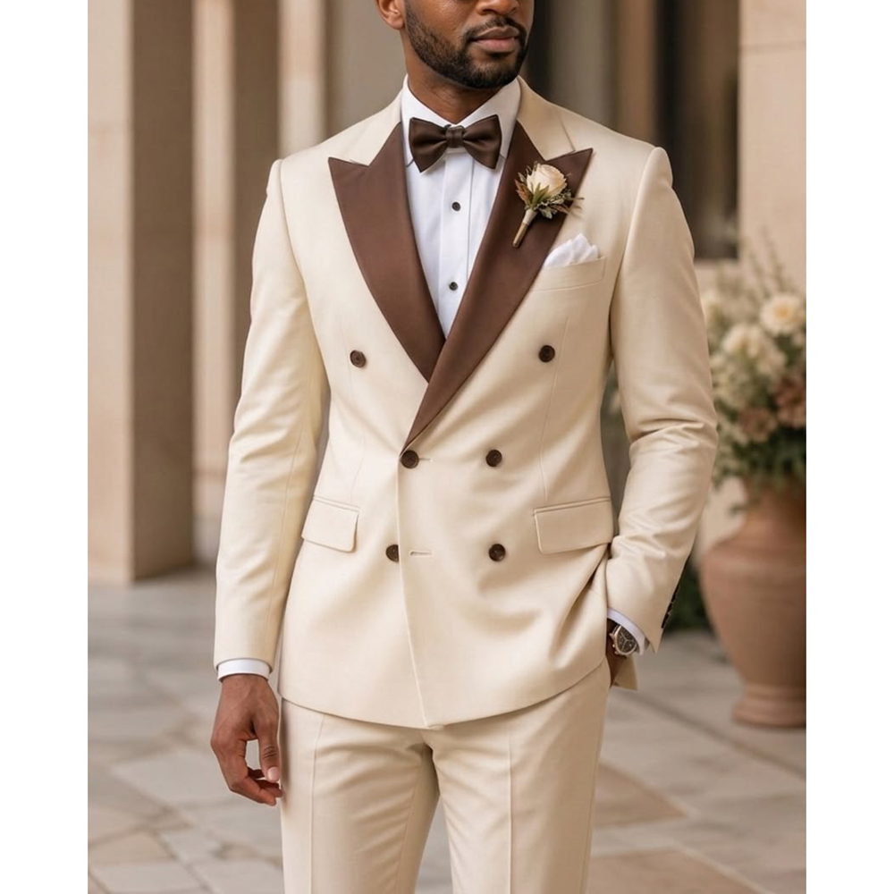 Men Formal Wear Outfits - Abito da uomo doppiopetto con revers